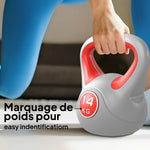 Kettlebell 14 kg, haltère avec poignée ergonomique, haltère à boule, musculation, entraînement, 26 x 18 x 32 cm, rouge