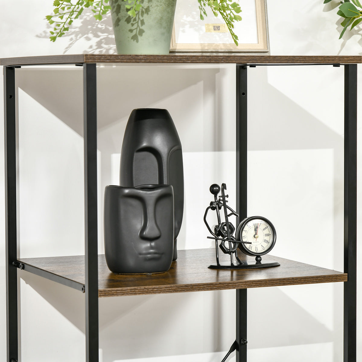 Meuble de rangement avec étagères et 3 tiroirs en tissu pliables amovibles, style industriel, dim. 44L x 40l x 155H cm