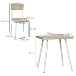 Ensemble table à manger carrée 3 pièces avec 2 chaises cuisine salle à manger plateau MDF châssis métal blanc