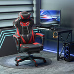 Chaise gaming Ergonomique, Fauteuil de Bureau confortable avec Repose-Pied, Appuie-Tête et coussin lombaire, Hauteur Réglable, noir et rouge