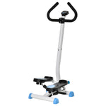 Stepper avec guidon stepper fitness appartement écran LCD résistance réglable exercise hanches jambes lombes pour maison acier blanc bleu noir