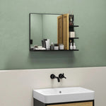 Miroir mural de salle de bain avec étagères de rangement - 3 étagères latérales + 1 étagère inférieure - bois de bambou