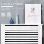Cache-radiateur couverture radiateur Design à Lattes Panneau Cabinet pour salon cuisine chambre couloir dim. 112L x 19l x 81H cm MDF Blanc
