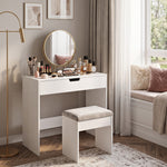 Dressing table with drawer, modern makeup table, for bedroom, 75 x 40 x 75 cm, white