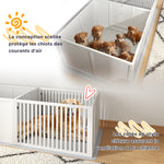 Boîte de mise bas pour chiens et chiots, parc de mise bas pour chiens porte à hauteur réglable 166 x 80 x 50 cm, blanc