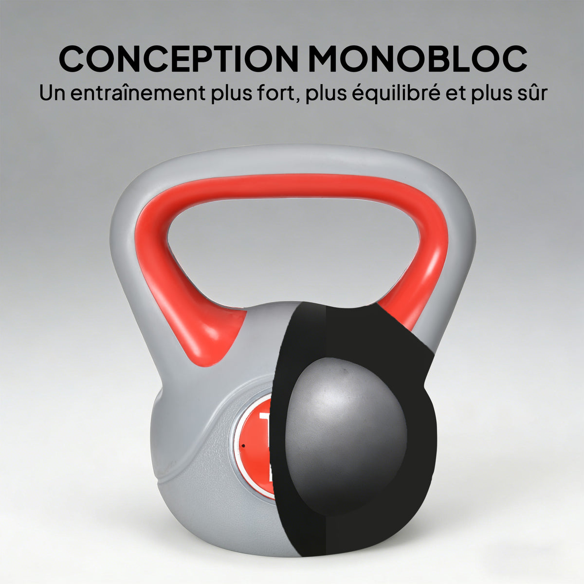 Kettlebell 14 kg, haltère avec poignée ergonomique, haltère à boule, musculation, entraînement, 26 x 18 x 32 cm, rouge