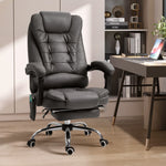 Fauteuil de bureau massant chauffant hauteur réglable dossier inclinable repose-pied + coussin lombaires intégrés
