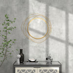 Miroir rond en métal filaire doré, décoration style moderne, diamètre Φ65 cm
