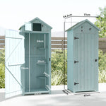 Armoire de jardin extérieur abri de jardin en bois abri pour outils 3 étagères 2 Portes loquets Toit Pente bitumé 77L x 54l x 179H cm Sapin traité Bleu