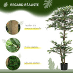 Arbre Artificiel Plante Artificiel ficus Hauteur 1,5 m Tronc Branches Liane Lichen Feuilles Grand réalisme Pot Inclus