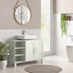Meuble sous lavabo meuble de salle de bain avec placard à deux niveaux étagères réglables 90l x 30P x 63H cm crème