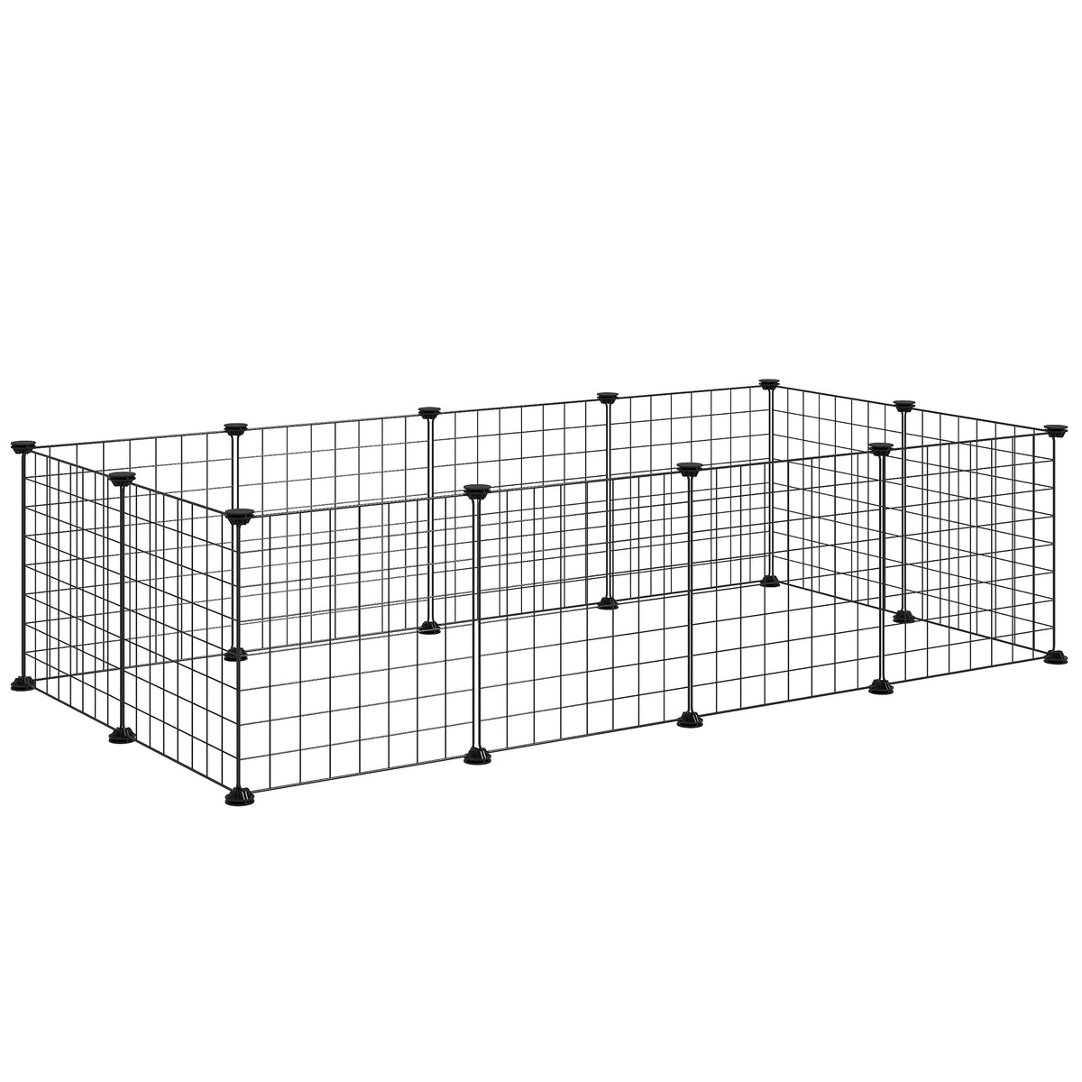 Dierenren puppyren voor huisdieren L 106 x B 73 x H 36 cm afgeronde hoeken metaaldraad zwart