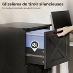 Cajonera de Oficina con 2 Cajones, Archivos Colgantes para Formatos Carta/A4, Estilo Rústico, 40x40x71cm, Negro