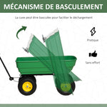 Garten-Handwagen Kippmulde 75° 125L Max. Traglast 200 Kg 4 Luftreifen Stahl PP Gelb Grün
