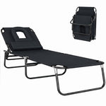Transat de Jardin Chaise Longue Pliante Bain de Soleil pour Lecture Noir