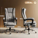 Fauteuil de bureau massant et chauffant, chaise de bureau, chaise ergonomique avec hauteur réglable, dossier inclinable, repose-pied et télécommande filaire, pivotant à 360°, gris