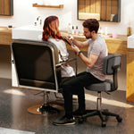 Tabouret massage a roulettes reglable en hauteur pivotant avec dossier ergonomique gris