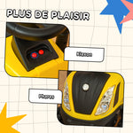 Porteur tracteur enfants avec coffre amovible, râteau et pelle, voiture enfants avec lumière LED et klaxon, jaune