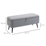 Panca contenitore 2 in 1 in tessuto con gambe in acciaio nero 102 x 40 x 39,5 cm grigia