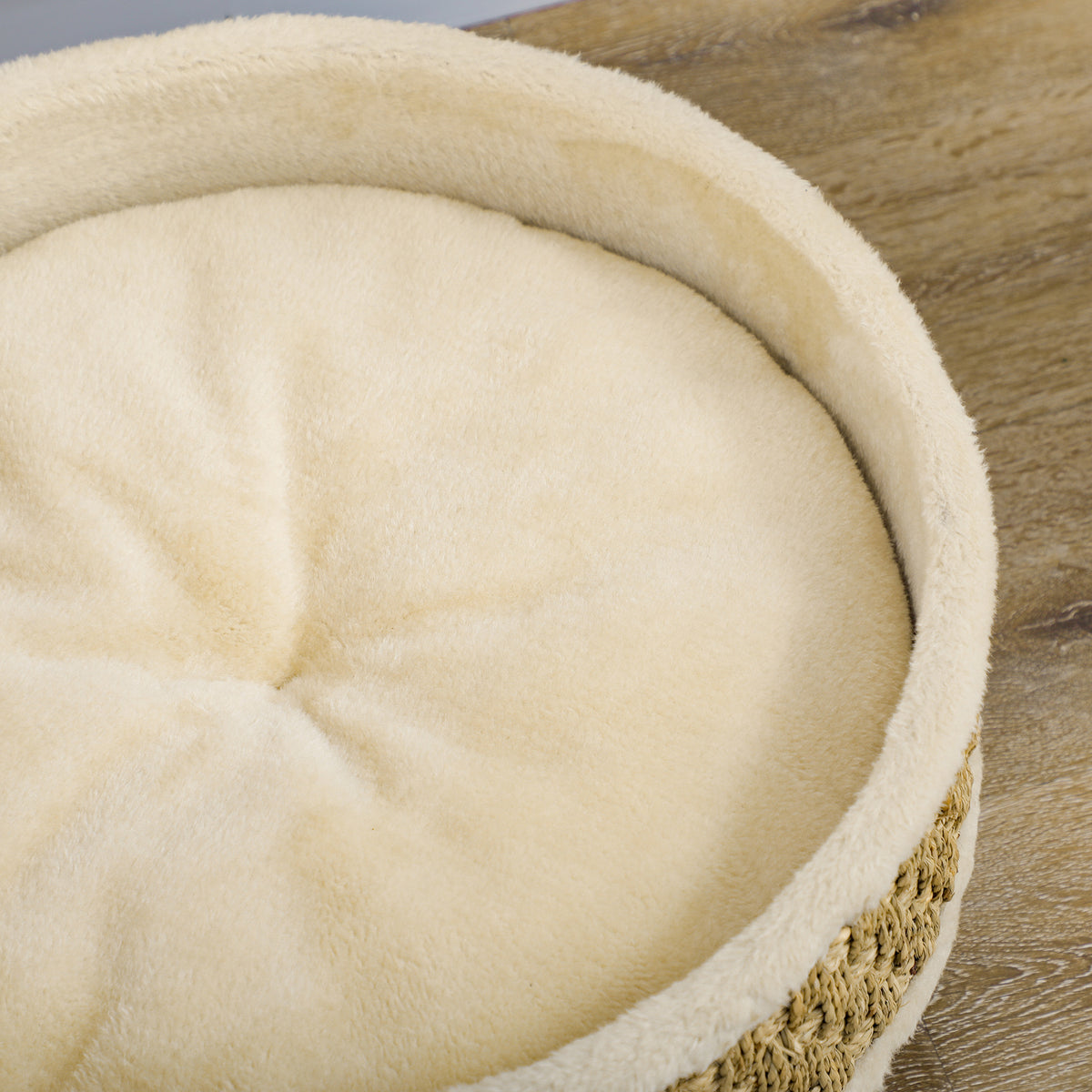 Panier rond chien sur pieds style cosy chic grand confort coussin moelleux intégré Ø 48 x 24,5H cm beige