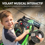 Porteur enfants voiture F1, véhicule à pousser avec volant musical, roues silencieuses et coffre, 18-36 mois, vert