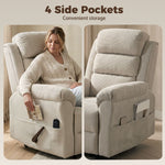 Fauteuil Inclinable de Massage et Chauffage, Fauteuil de Relaxation, Appuie-tête Réglable Poches Latérales, Crème