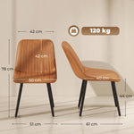 Lot de 2 Chaises de Salle à Manger Modernes, Dossier et Assise Incurvés, en Revêtement Synthétique, 51x61x78cm, Marron
