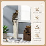 Griffoir pour chat poteau griffoir chat en sisal et peluche, boule suspendue base stable 41 x 41 x 81 cm gris et crème