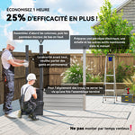 Abri de Jardin 2,7 m², Dim. 249 x 121 x 183 cm gants inclus portes doubles verrouillables ventilations tôle acier gris
