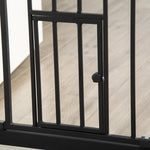 Barrière de sécurité animaux de 104,1H cm avec porte fermeture automatique système de double verrouillage noir
