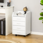 Caisson de bureau rangement sur roulettes 4 tiroirs coulissants MDF et panneaux de particules dim. 40L x 36l x 65H cm blanc