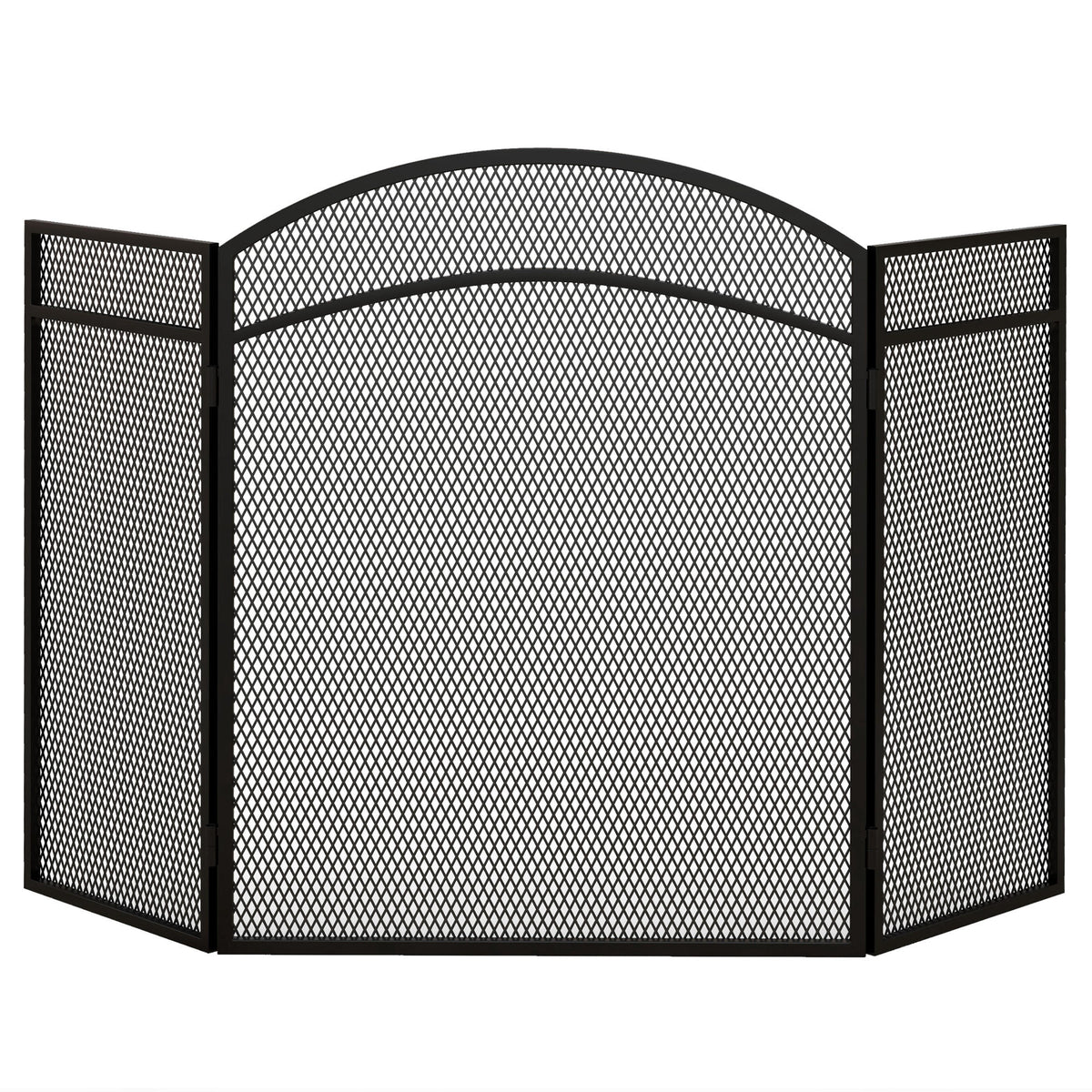 Pare-feu cheminée pliable 3 panneaux pare-étincelles cheminée avec motif en en chevron 96l x 1P x 60H cm métal noir-9