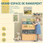 Bibliothèque étagère Multi-Rangement 3 étagères 2 niches Grand tiroir en bois Rose