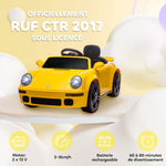 Voiture électrique enfants, véhicule électrique 12V, télécommande 2,4G, phares, musique, klaxon, 103 x 55 x 44 cm, jaune