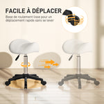 Sgabello con ruote, sedia da lavoro con altezza regolabile 45-57 cm e sedile ergonomico, 48x47x45-57 cm, bianco