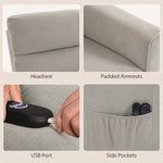 Fauteuil Releveur Électrique Massage Vibration et Chaleur, Fauteuil Relax Électrique, Dossier Inclinable, Chenille, Gris
