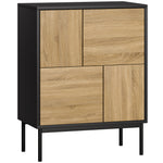Buffet salon meuble de rangement armoire de cuisine portes à pousser et 4 placards style moderne 60 x 35 x 78 cm, noir