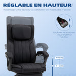 Chaise de bureau siège pivotant dossier inclinable hauteur réglable 65 x 61 x 105-113 cm noir