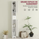 Meuble colonne salle de bain, meuble de rangement, 2 portes, tiroir, compartiment ouvert, étagère réglable, blanc