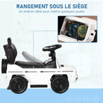 Porteur Enfants Voiture Enfant Multi-équipée 12-36 Mois klaxon Marche-Pieds, Garde-Corps et ombrelle Blanc