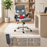 Fauteuil de bureau massant et chauffant, chaise de bureau ergonomique avec hauteur réglable, fonction à bascule, gris
