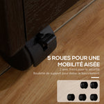 Caisson de bureau rangement bureau sur roulettes 3 tiroirs 1 verrouillable 1 trieur dossiers en bois noir