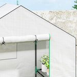 Serre de jardin avec 1 porte 1 fenêtre étagères 3 niveaux pour Légumes Plantes Fleurs Bâche PE 143 x 74 x 190 cm blanc