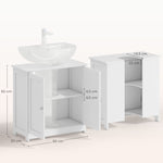 Meuble salle de bain sous lavabo - meuble sous-vasque - placard 2 portes avec étagère - dim. 60L x 30l x 60H cm - en bois blanc
