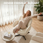 Fauteuil salon pivotant fauteuil d'appoint rembourré en velours dossier en forme de coquille coussin à ressorts beige