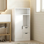 Mobiletto da bagno, mobile contenitore stretto con 2 cassetti, scomparti a giorno, 50x25x100cm, bianco