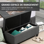 Banc de rangement pouf salon bout de lit coffre de rangement pour salon, chambre, entrée, 100 x 40 x 44 cm, gris foncé