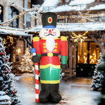 Soldat casse-noisette gonflable de Noël 245 CM avec lumières LED et sceptre, intérieur et extérieur, multicolore