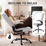 Silla de oficina ergonómica de tela de franela, altura ajustable, reclinable, reposabrazos abatibles, 66x77x122 cm, gris claro