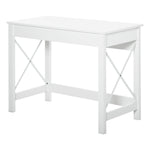 Bureau d'ordinateur, table informatique, style moderne, cadre renforcé en forme X, 105 x 50 x 76 cm, blanc